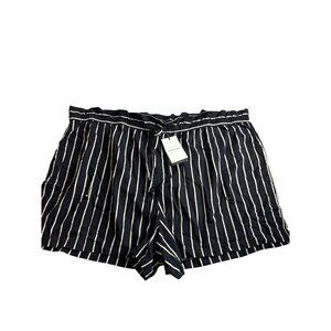 Who What Wear Womens 4X Chalk Stripe Linen Blend Paperbag Shorts Black White New